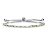 Sterling Silver Rhod-plated November Yellow CZ Adjustable Bracelet