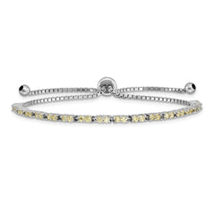 Sterling Silver Rhod-plated November Yellow CZ Adjustable Bracelet