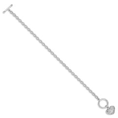 Sterling Silver Polished Heart Bracelet - 6