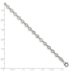 Sterling Silver Rhodium-plated W/ 1 in ext. CZ Bracelet