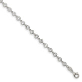 Sterling Silver Rhodium-plated W/ 1 in ext. CZ Bracelet