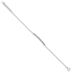 Sterling Silver Rhodium-plated 2-Row Pave CZ w/1in. Ext. Bracelet