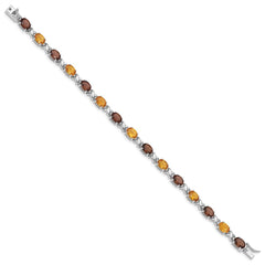 Sterling Silver Rhod-pltd Smoky Quartz/Citrine/Wh.Topaz Bracelet