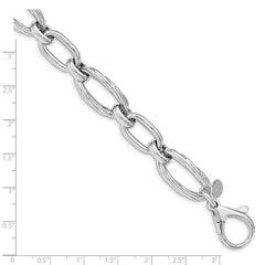 Sterling Silver Rhodium Plated Polished Link Bracelet - 3