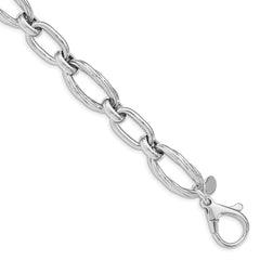 Sterling Silver Rhodium Plated Polished Link Bracelet - 3