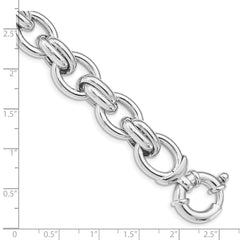 Sterling Silver Rhodium Plated Polished Link Bracelet - 2