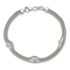 Sterling Silver Polished Multi Strand CZ Bracelet