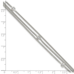 Sterling Silver Polished Multi Strand CZ Bracelet