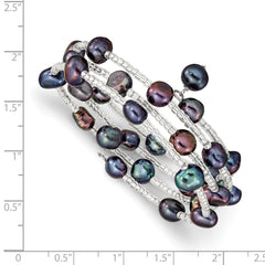 7-8mm Black Baroque Freshwater Cultured Pearl and Glass Beaded Wrap Bracelet