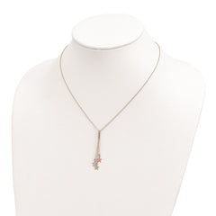 Sterling Silver Rhod-pltd CZ Star and Moon 2in ext 2-strand Necklace