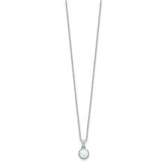 Sterling Silver Rhodium-plated Polished Created Opal Necklace