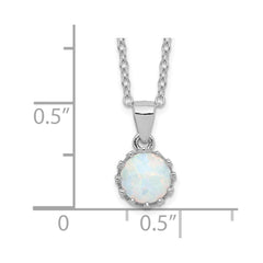 Sterling Silver Rhodium-plated Polished Created Opal Necklace
