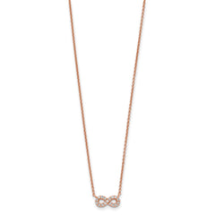 Sterling Silver Rose-tone CZ Infinity Necklace