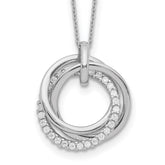 Sterling Silver Rhodium Plated Fancy CZ Necklace w/2in ext.