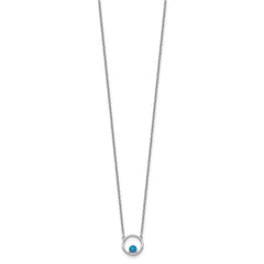 Sterling Silver Rhodium-plated Created Opal Circle w/ 2in ext. Necklace