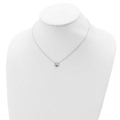 Sterling Silver Rhodium-plated Created Opal Circle w/ 2in ext. Necklace