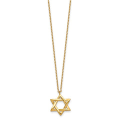 Sterling Silver Gold-tone Star of David 16.5 inch Necklace with 1 inch extension