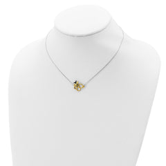 Sterling Silver RH-plated Gold-tone Enamel Bee w/2 in ext Necklace