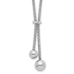 Sterling Silver Rhodium-plated D/C w/1.5in ext. 2-Bead Y-Necklace