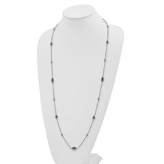 Sterling Silver Rhodium-plated Enameled CZ Evil Eye Necklace