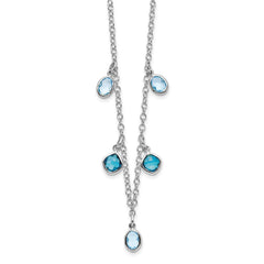 Sterling Silver Rhod-plat London and Sky Blue Topaz w/ 2in ext. Necklace
