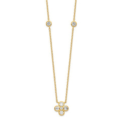 Sterling Silver Gold-plated Polished CZ 18in w/2in ext. Necklace