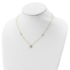 Sterling Silver Gold-plated Polished CZ 18in w/2in ext. Necklace