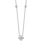 Sterling Silver Rhodium-plated Polished CZ Flower with 2in ext. Necklace
