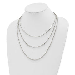 Sterling Silver Rhodium-plated Beaded Layered with 2in .ext Necklace