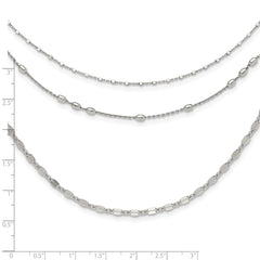 Sterling Silver Rhodium-plated Beaded Layered with 2in .ext Necklace