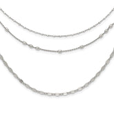 Sterling Silver Rhodium-plated Beaded Layered with 2in .ext Necklace