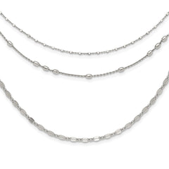 Sterling Silver Rhodium-plated Beaded Layered with 2in .ext Necklace