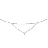 Sterling Silver Rhodium-plated CZ Beaded w/ 4in ext. Choker