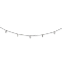 Sterling Silver Rhodium-plated CZ 12.5in w/2in ext Choker Necklace