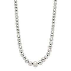 Sterling Silver Polished Beaded Necklace - 3