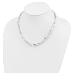 Sterling Silver Polished Beaded Necklace - 3