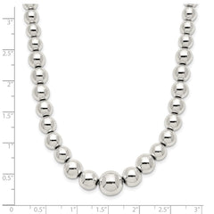 Sterling Silver Polished Beaded Necklace - 3