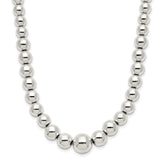Sterling Silver Polished Beaded Necklace - 3