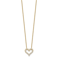 Sterling Silver Gold-tone CZ Heart w/ 2in ext. Necklace