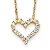 Sterling Silver Gold-tone CZ Heart w/ 2in ext. Necklace