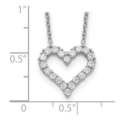 Sterling Silver Rhodium-plated CZ Open Heart 16 inch Necklace with 2 inch extension