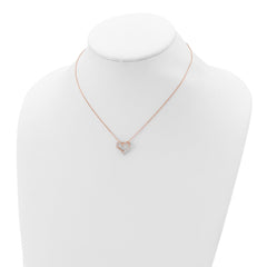 Sterling Silver Rose-tone CZ Heart w/ 2in ext. Necklace