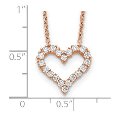 Sterling Silver Rose-tone CZ Heart w/ 2in ext. Necklace