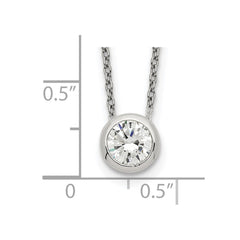 Sterling Silver Bezel 8mm CZ Necklace