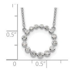 Sterling Silver Rhodium-plated CZ Circle w/2in ext Necklace