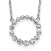 Sterling Silver Rhodium-plated CZ Circle w/2in ext Necklace