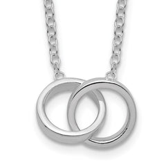 Sterling Silver Polished 2-Rings Necklace - 2