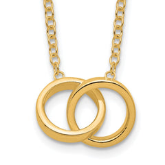 Sterling Silver Gold-tone Polished 2-Rings Necklace - 2