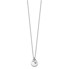 Sterling Silver Rhodium Plated w/1.75in ext. CZ Necklace