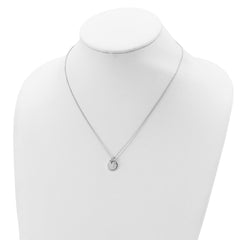 Sterling Silver Rhodium Plated w/1.75in ext. CZ Necklace